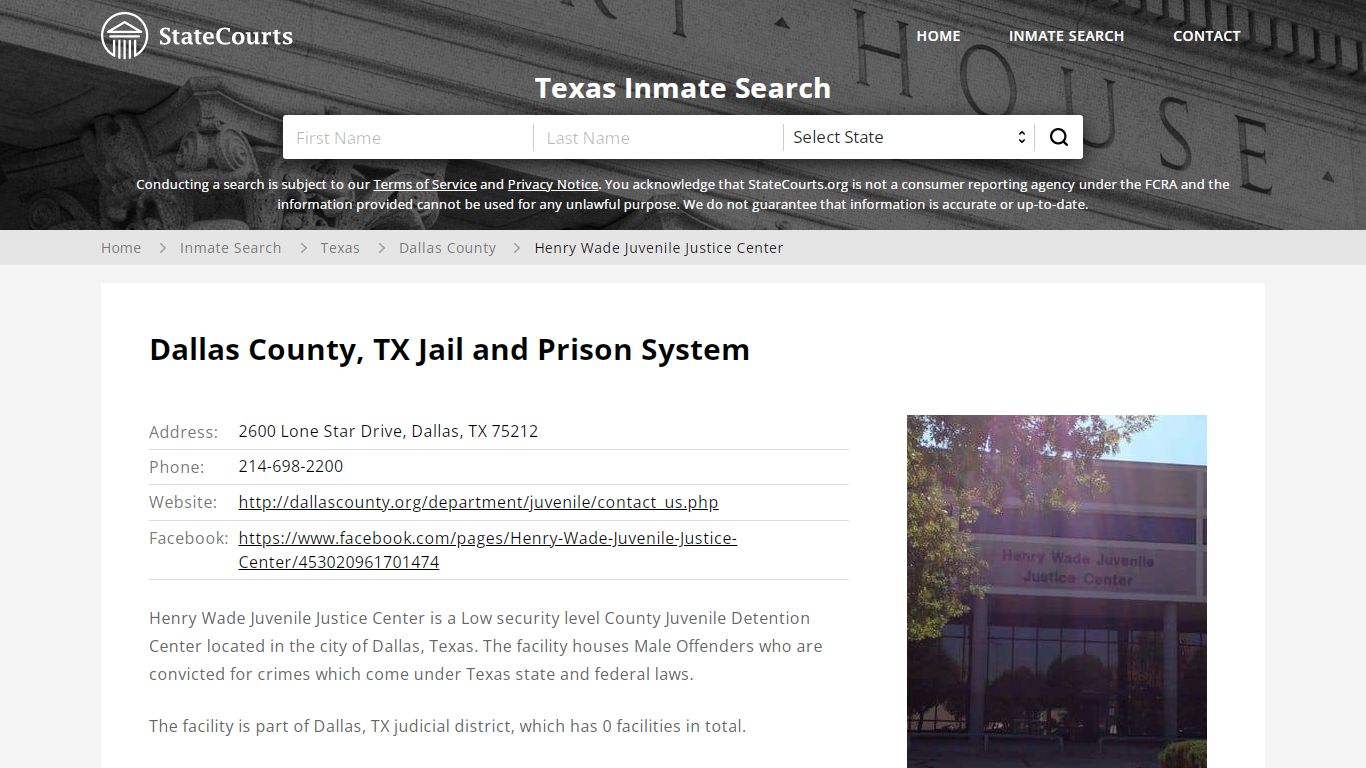 Henry Wade Juvenile Justice Center Inmate Records Search ...